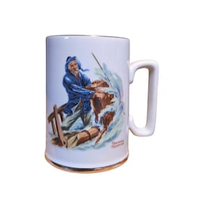 Tasse 8,5 oz Norman Rockwell « Braving the Storm » EUC vintage 1985