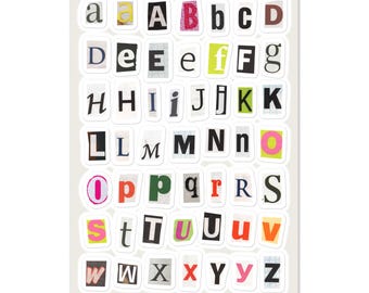 Ransom Mini Buchstabe Aufkleber / Magazin Alphabet Buchstaben Ausschneiden / Junk-Journaling & Scrapbooking Zubehör / Cooles Girl Pinterest Aufkleber