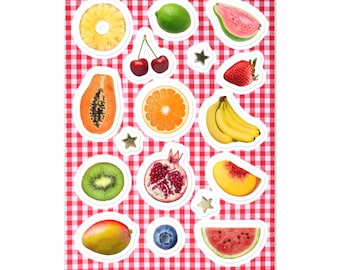 Fruit Basket Sticker Sheet / Junk Journaling & Scrapbook Supplies / Cool Girl Pinterest Stickers / Farmers Market Aesthetic / Vision Board