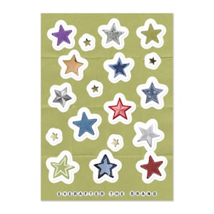 Foglio di adesivi a forma di stella / Forniture per scrapbooking e diari spazzatura / Adesivi Cool Girl Pinterest / Adesivi estetici con toppe a forma di stella / Artigianato con bacheca visionaria
