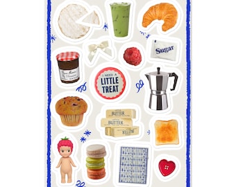 Tea Time Sticker Sheet / Junk Journaling & Scrapbook Supplies / Cool Girl Pinterest Stickers / Coffee Shop Aesthetic / Vision Board Craft