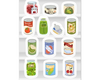Grocery Store Sticker Sheet / Junk Journaling & Scrapbook Supplies / Cool Girl Pinterest Stickers / Food Inspired Planner Stickers