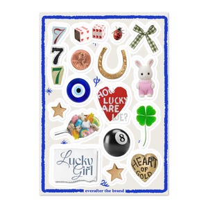 Foglio di adesivi Lucky Girl / Forniture per scrapbooking e diari spazzatura / Adesivi Cool Girl Pinterest / Vision Board Luck and Manifestation