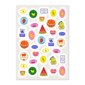 Stickervel verse producten / Junkjournaling en plakboekbenodigdheden / Cool Girl Pinterest-stickers / Labelstickers groenten en fruit