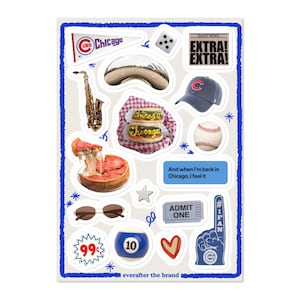 Feuille d'autocollants Chicago City / Accessoires pour carnets et scrapbooking indésirables / Baseball Windy City / Stickers Pinterest Fille cool / Tableau de visualisation de voyage