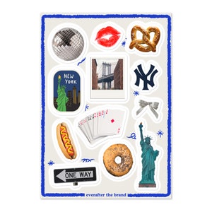 Foglio di adesivi di New York City / Forniture per scrapbooking e diari spazzatura / Adesivi Cool Girl Pinterest / Adesivi per planner ispirati ai viaggi