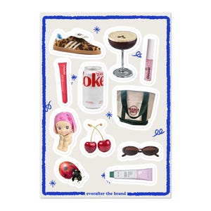 Stickervel Trinket Girl / Esthetic Bullet Journal / Junkjournaling en plakboekbenodigdheden / Pinterest-stickers Cool Girl