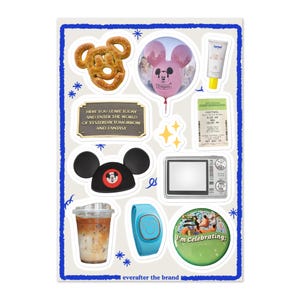 Stickervel themapark meisje / Junkjournaling en plakboekbenodigdheden / Cool Girl Pinterest-stickers / Decor reisplanner / Gelukkigste plek