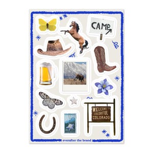 Cowgirl Brews Sticker Sheet / Western Colorado / Aesthetic Junk Journaling / Cool Pinterest Stickers / Travel Inspired Scrapbook Supplies