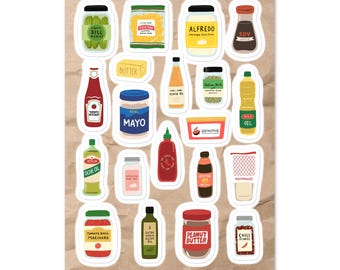 Spice Cabinet Sticker Sheet / Junk Journaling & Scrapbook Supplies / Cool Girl Pinterest Stickers / Food Inspired Planner Stickers