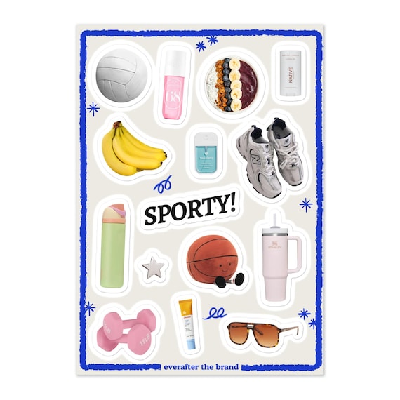 Sporty Girl Sticker Sheet / Wellness Planner Stickers / Junk Journaling & Scrapbook Supplies / Cool Girl Pinterest Stickers / Hot Girl Walk