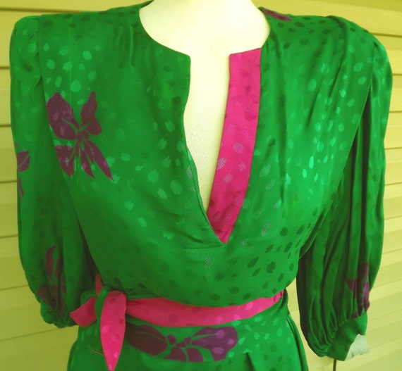 1980s Flora Kung silk dress size L/XL
