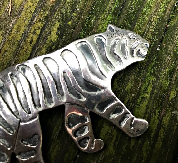 sterling silver tiger brooch - image 2