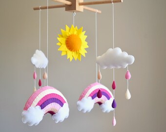 Mobile Pour Bebe Arc En Ciel Etsy