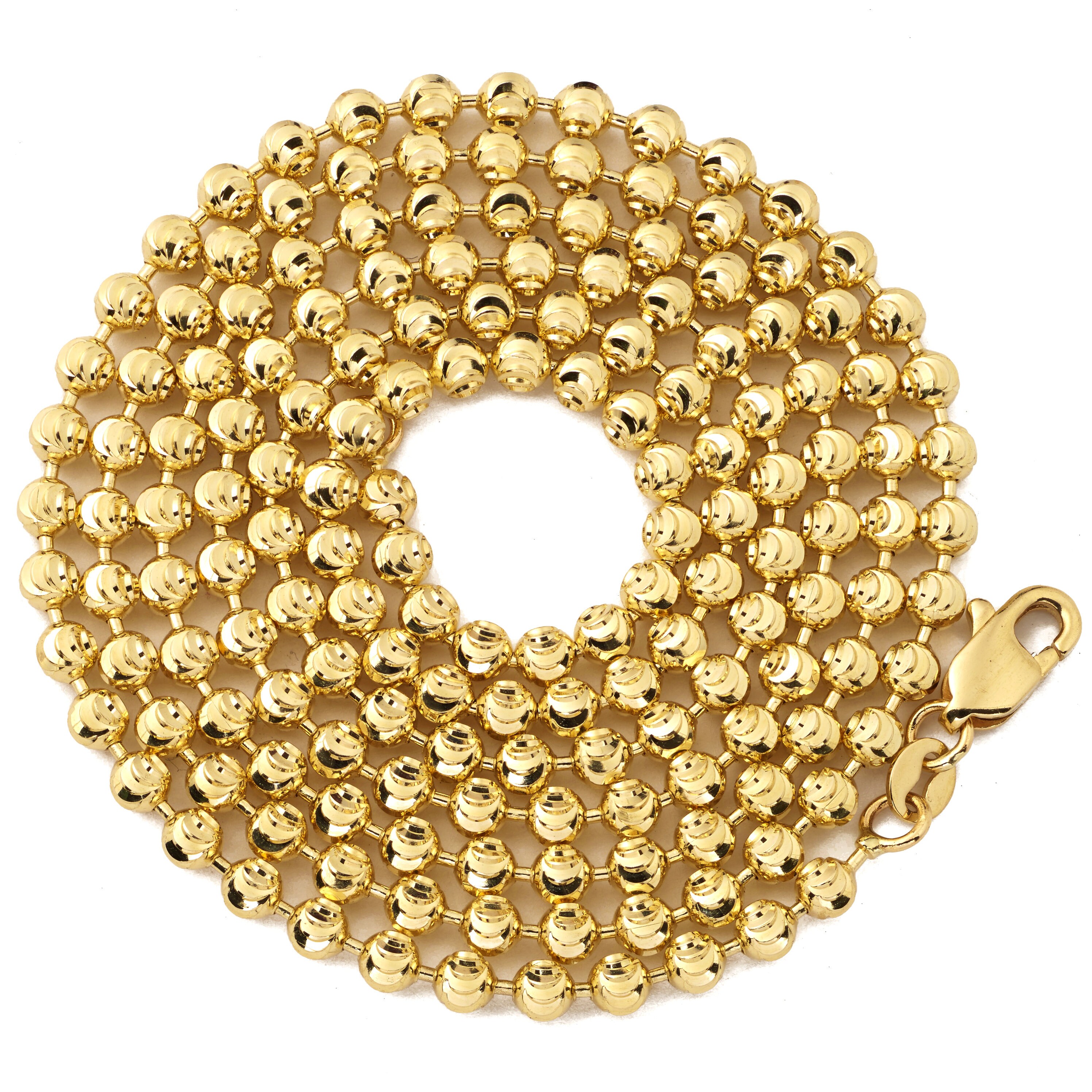 10K Yellow Gold Italian Moon Cut Bead 