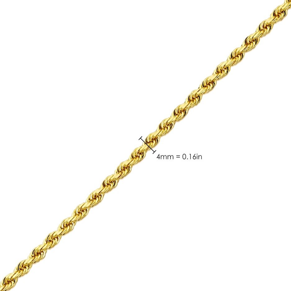 10K Yellow Gold Diamond Cut Rope Chain Necklace With Lobster Lock (2mm ...