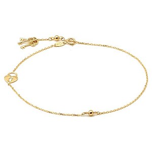 LOVEBLING 10K Yellow Gold .50mm Diamond Cut Rolo Chain with 1 Lock and 3 Key pendants Anklet Adjustable 9&quot; to 10&quot; (#8)