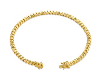 10K Yellow Gold Solid Miami Cuban Link Chain Bracelet (5mm and 6mm)