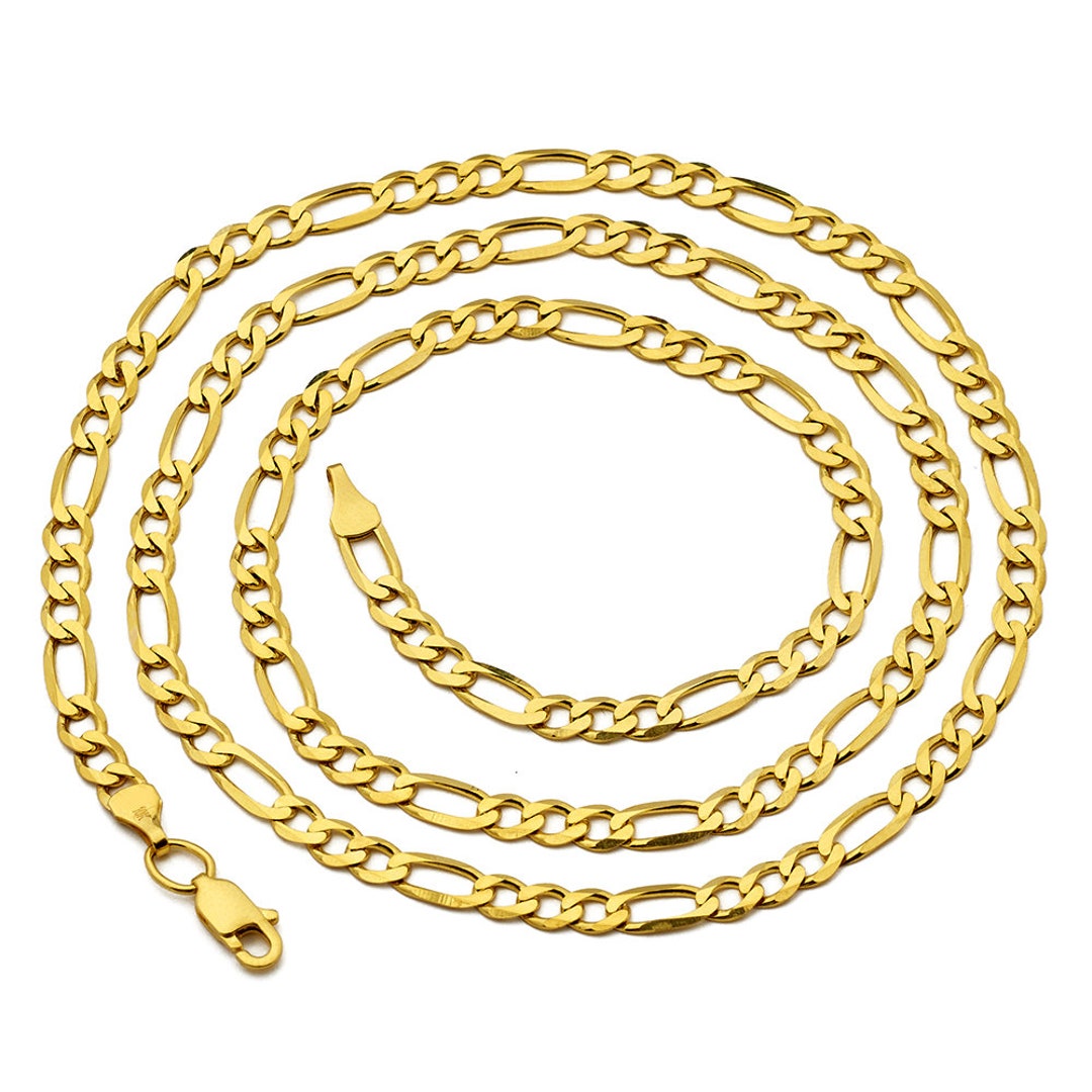 Lovebling 14K Yellow Gold 4.5mm Solid Figaro Chain Necklace 16 to 30