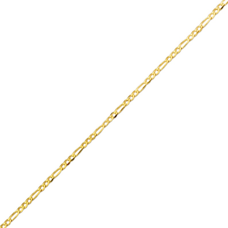 Available in 16 to 24 inches 10K Yellow Gold 2mm Solid Figaro Chain Necklace