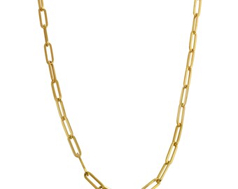 LoveBling 14k Yellow Gold 4mm Paper Clip Link Necklace