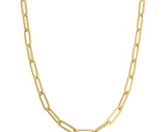 LoveBling 14k Yellow Gold 5mm Paper Clip Link Necklace