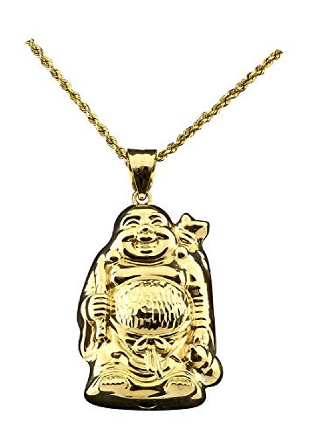 Lovebling 10K Yellow Gold Happy Buddha Full Body Diamond Cut Charm