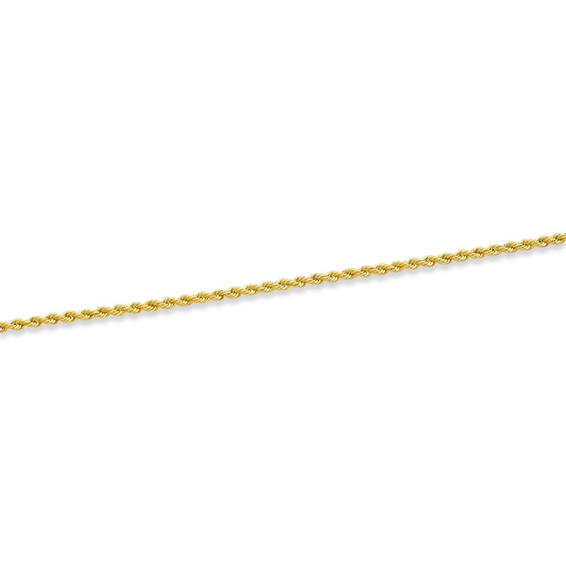 LoveBling 10k Yellow Gold 2mm Diamond Cut Rope Chain Anklet with Lobster Lock 10