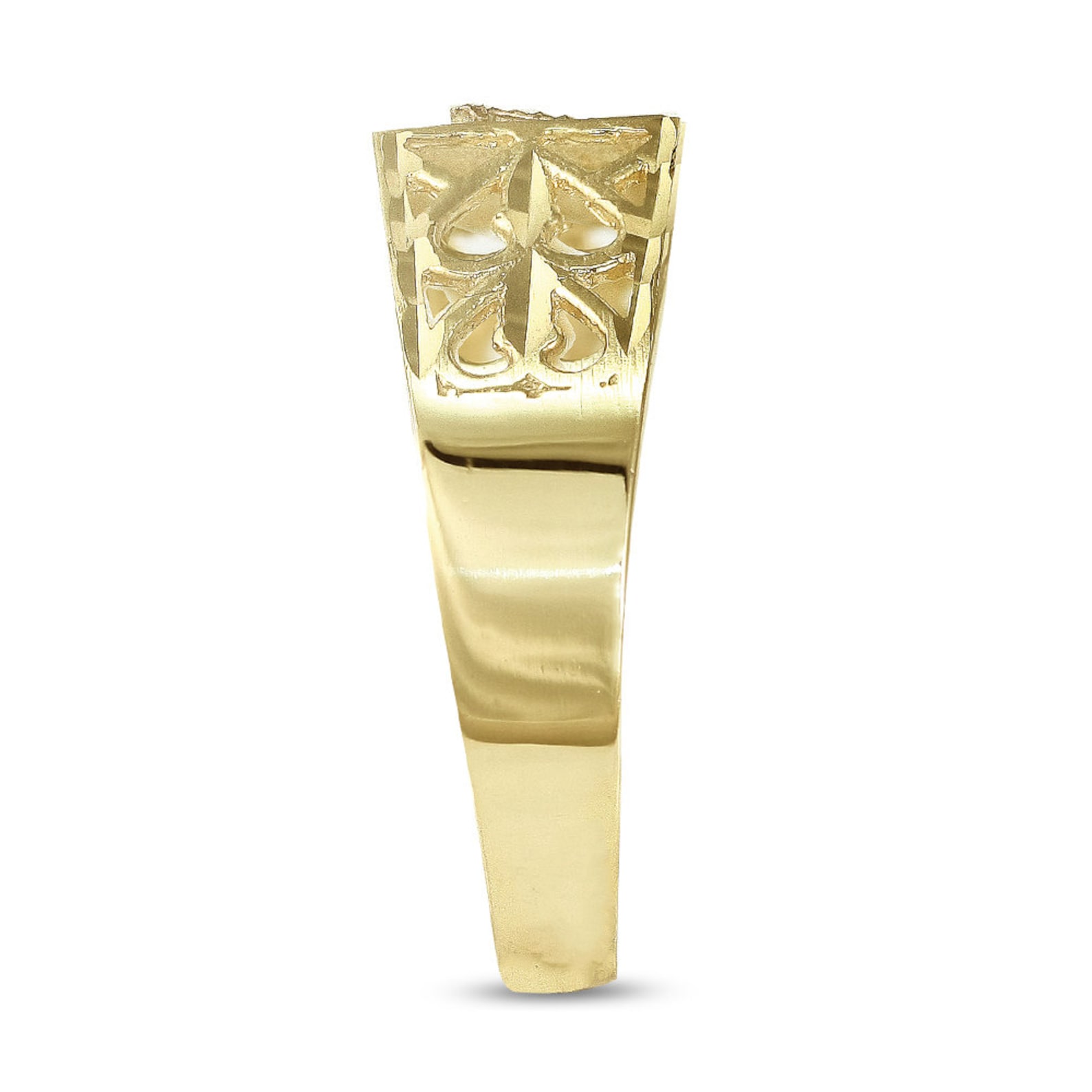 10K Yellow Gold Diamond Cut Ladies Alphabet Initial Ring, Block ...