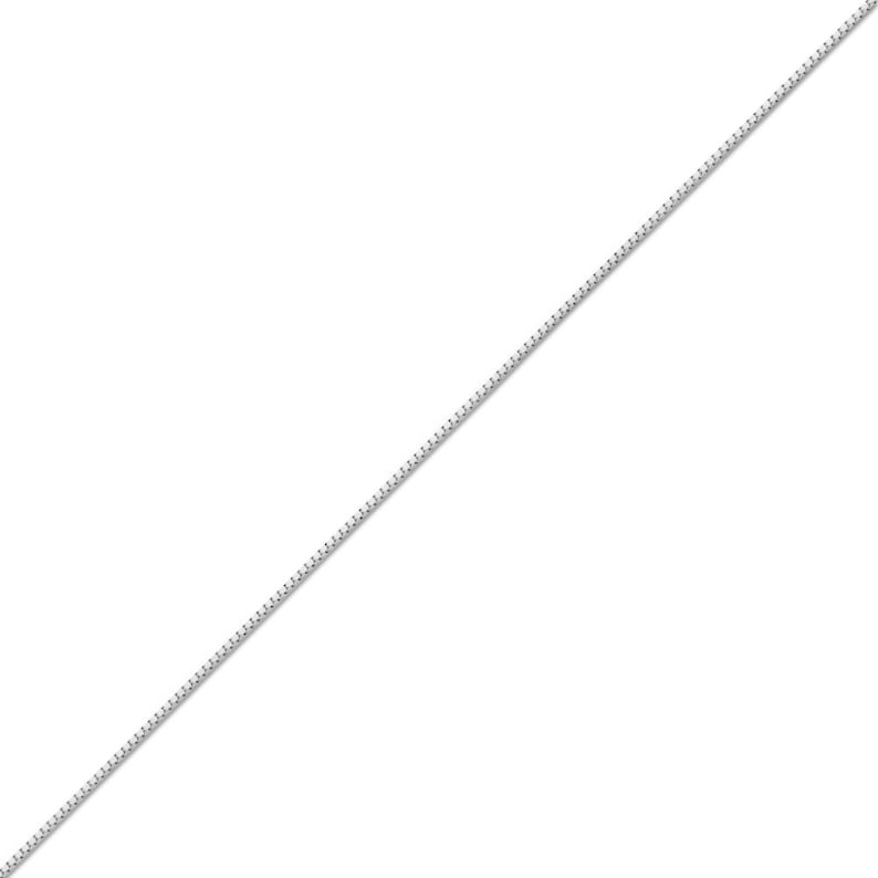 LOVEBLING 10K White Gold 0.40mm Liteweight Box Chain Necklace with Spring Clasp