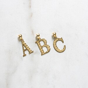 LoveBling 10K Yellow Gold Diamond Cut A to Z Alphabet Initial Letter Charm Pendant (Large Size)