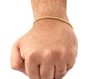 10K Yellow Gold Solid Diamond Cut Franco Chain Bracelet (1.1mm to 2.8mm)