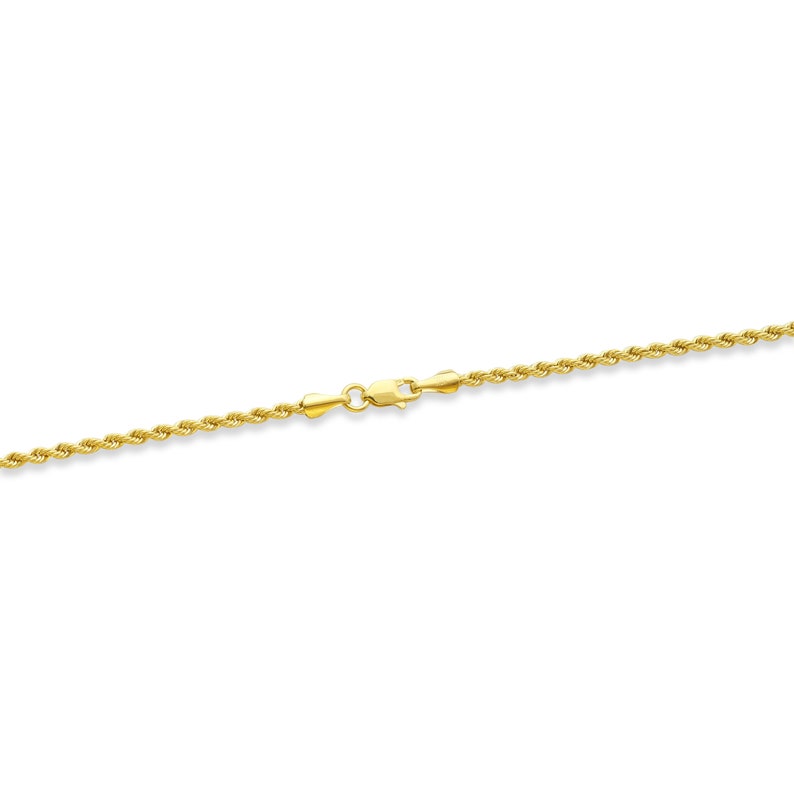 LoveBling 10k Yellow Gold 2mm Diamond Cut Rope Chain Anklet with Lobster Lock 10