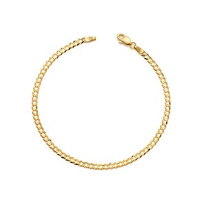 LoveBling 10k Yellow Gold Plain Solid Curb Cuban Bracelet (7", 8", 9")