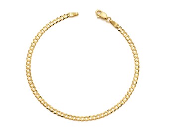 LoveBling 10k Yellow Gold Plain Solid Curb Cuban Bracelet (7", 8", 9")
