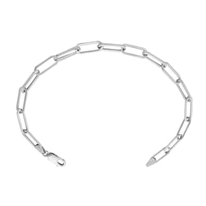 LoveBling 14k White Gold 4mm Paper Clip Link Bracelet