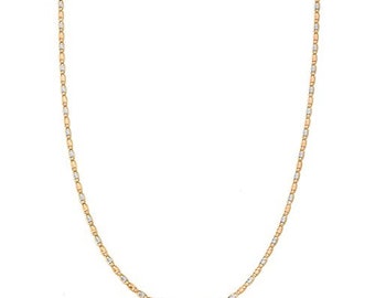 LoveBling 14K Tricolor Gold 1.5mm Solid Diamond Cut Valentino Chain Necklace with Spring Clasp (18" to 24")