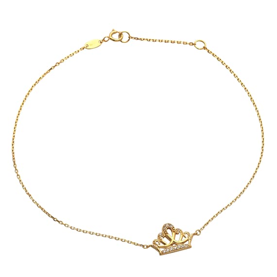 Lovebling 10k Princess Crown Charm Anklet Adjustable From