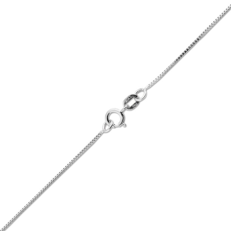 LOVEBLING 10K White Gold 0.40mm Liteweight Box Chain Necklace with Spring Clasp