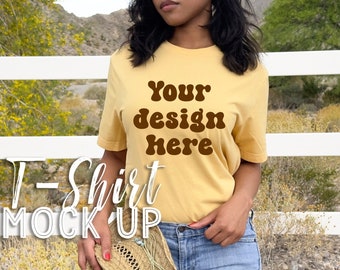 Comfort Colors 1717 Mockup, Comfort Colors C1717 Butter Mockup, Comfort Colors Butter Mockup, Model Mockup, Yellow Shirt Mockup