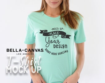 Bella Canvas 3001 Mockup, Bella Canvas 3001 Heather Mint, Maquette de chemise, Maquette de modèle, Bella Canvas Mockup, T Shirt Mock Up