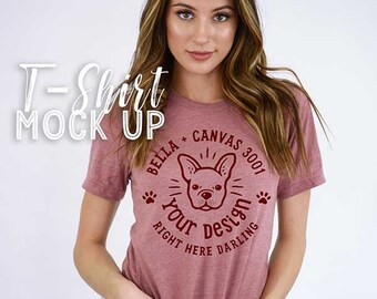 Download Free Bella Canvas Heather Mauve, Bella Canvas Mockup, Bella Canvas 3001, Shirt Mockup, Model Mockup, Bella Canvas Shirt, T Shirt Mock Up PSD Template
