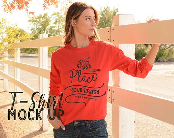 Long Sleeve Mockup Bella Canvas 3501 Mockup Red Long Long Sleeve Mockup Bella Canvas 3501 Mockup Red Long