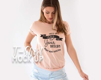 Download Bella Canvas 3001 Mockup Bella Canvas 3001 Heather Peach Shirt Mockup Model Mockup Bella Canvas Mockup T Shirt Mock Up Free New 890 Logo Psd Mockups PSD Mockup Templates