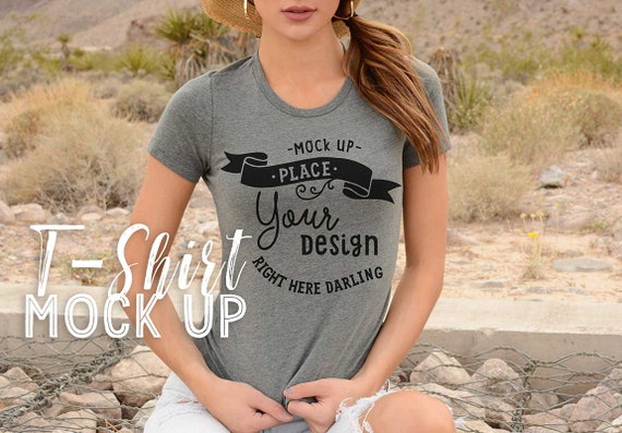 Bella Canvas Mockup Grey Heather Shirt Mockup Model Mockup