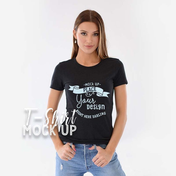 Download Bella Canvas Mockup Bella Canvas 6004 Black Heather Shirt Etsy