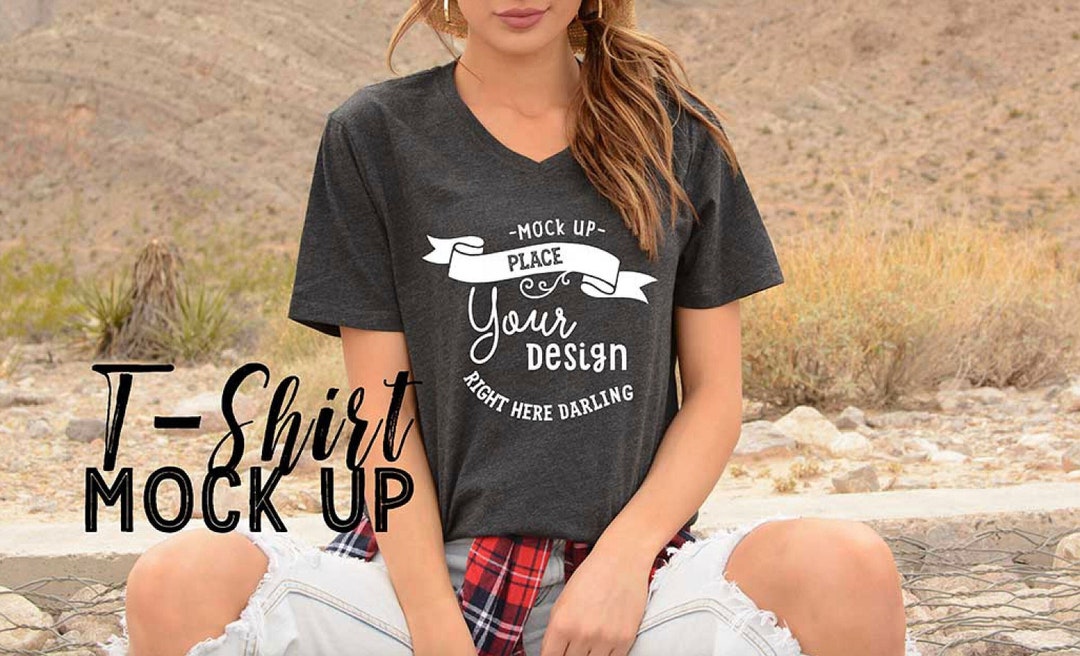 Bella Canvas 3005 Mockup, Bella Canvas 3005 Dark Grey Heather, Bella ...