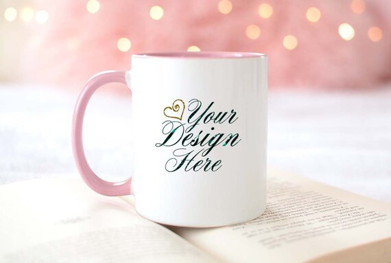 Download Mug Mockup Pink Handle Winter Mug Mockup Styled Stock Etsy
