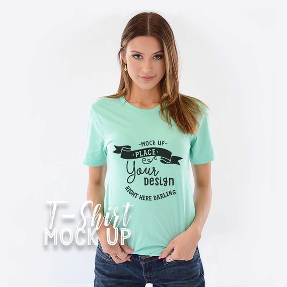 Bella Canvas 3001 Mockup Bella Canvas 3001 Heather Mint Etsy