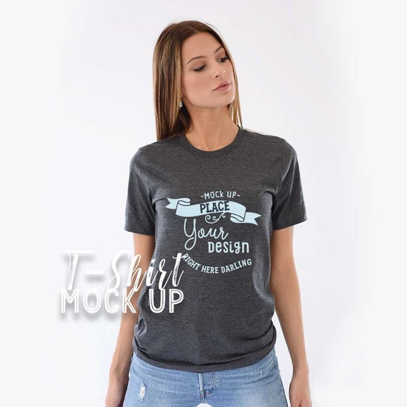 Bella Canvas 3001 Mockup Bella Canvas 3001 Dark Grey Heather Etsy